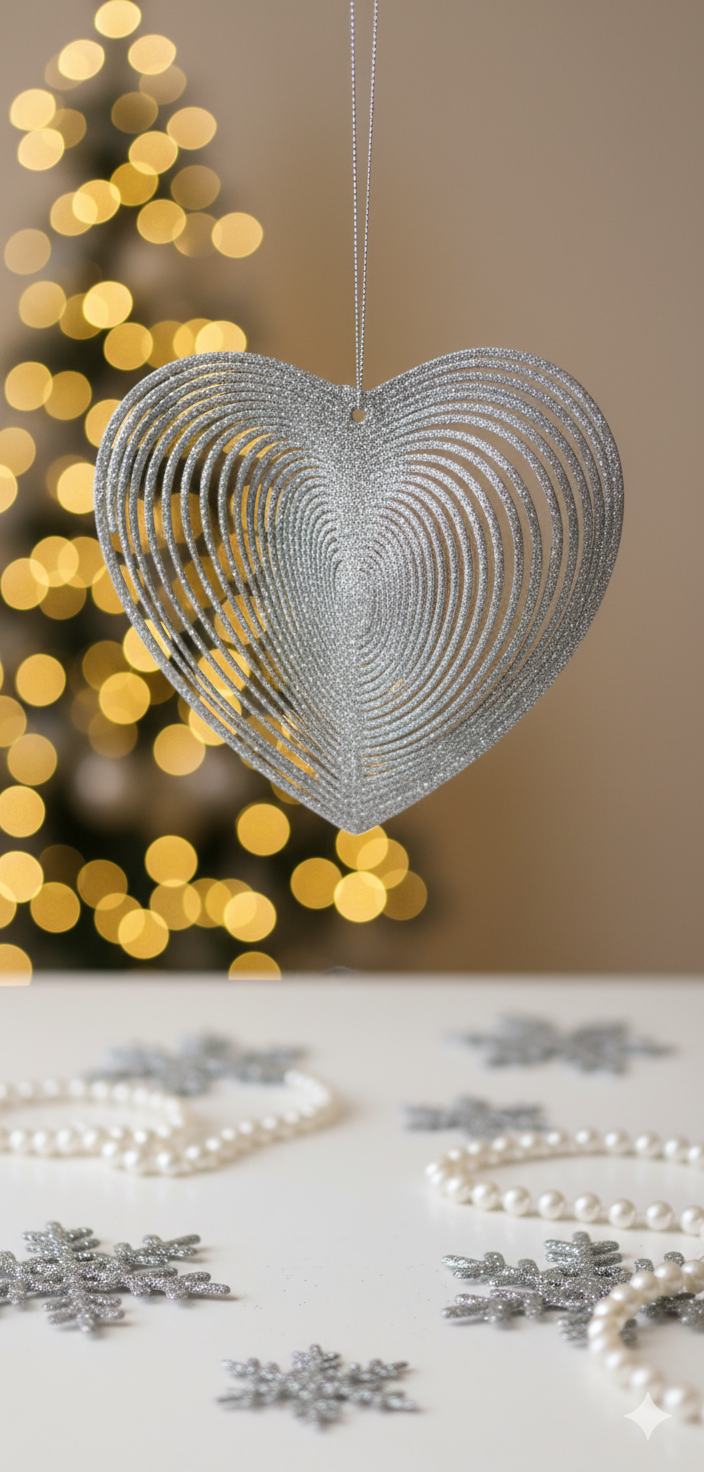 Silver Hanging Spinner Decorations (3-Design Set)