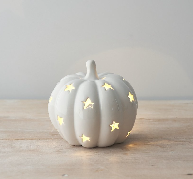 Ceramic Tealight Holder Pumpkin White - Party Seasons