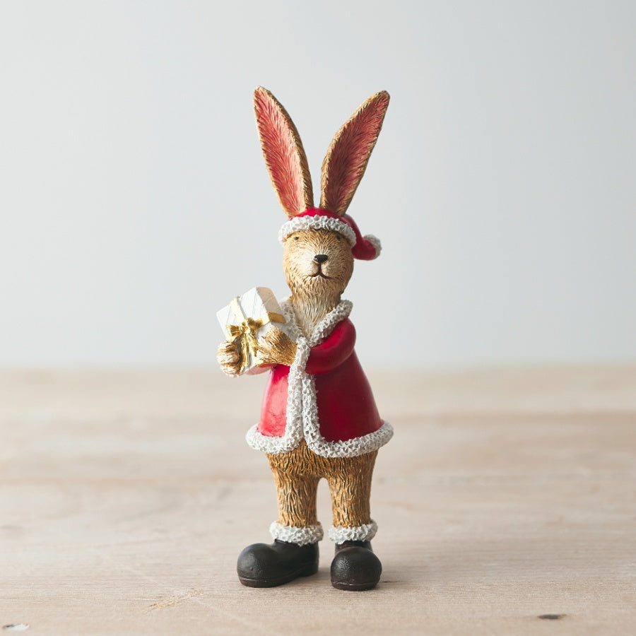 Standing Santa Bunny with Present - Party Seasons