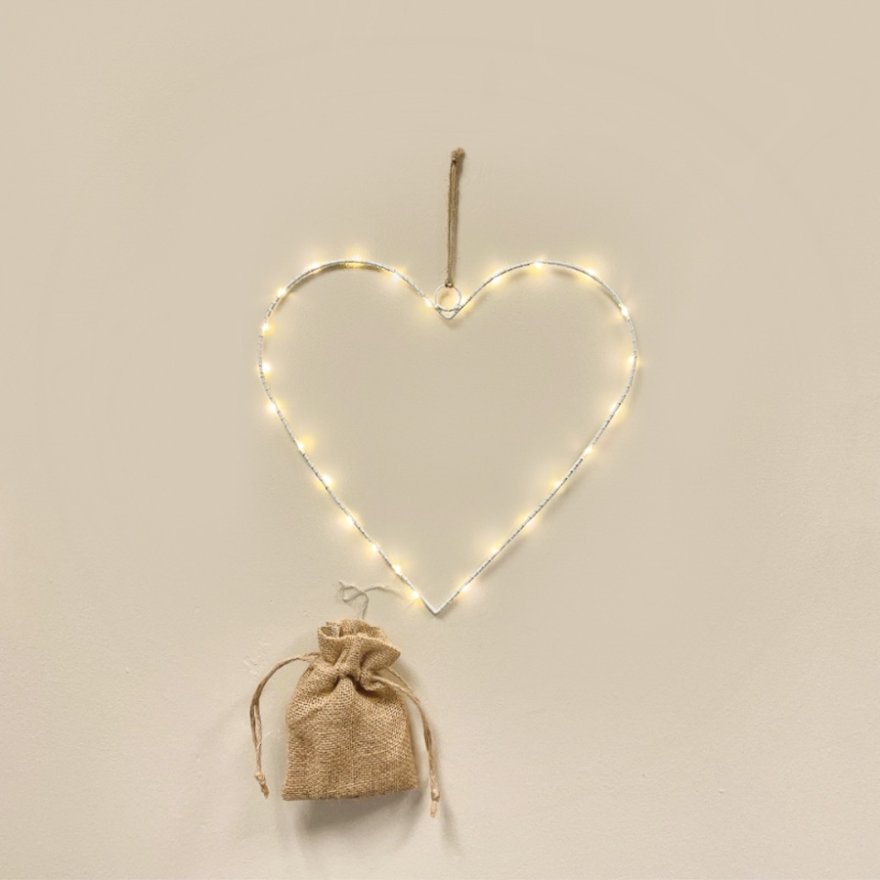 White Wire LED Heart - Party Seasons