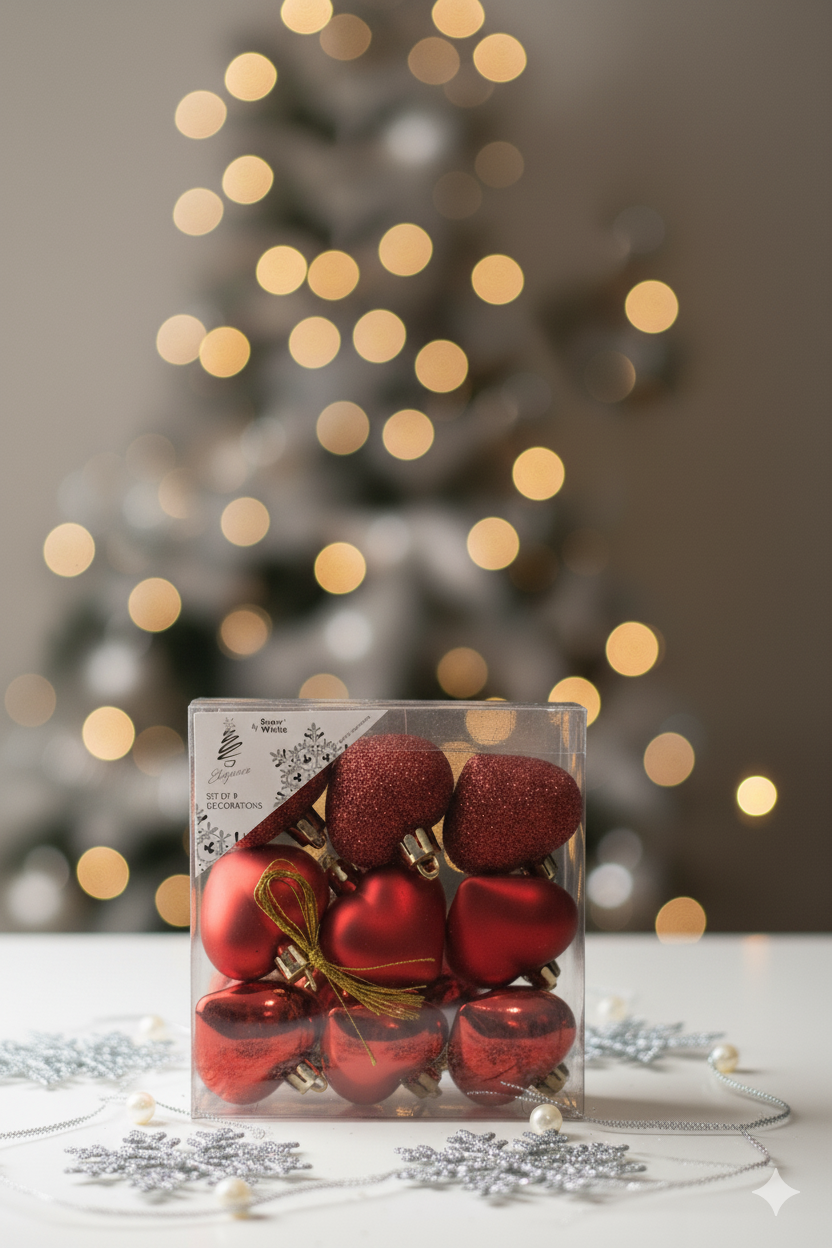 Red Heart Hanging Decorations – Set of 9