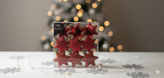 Red Star Tree Decorations – Set of 9