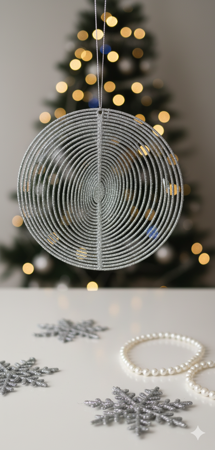 Silver Hanging Spinner Decorations (3-Design Set)