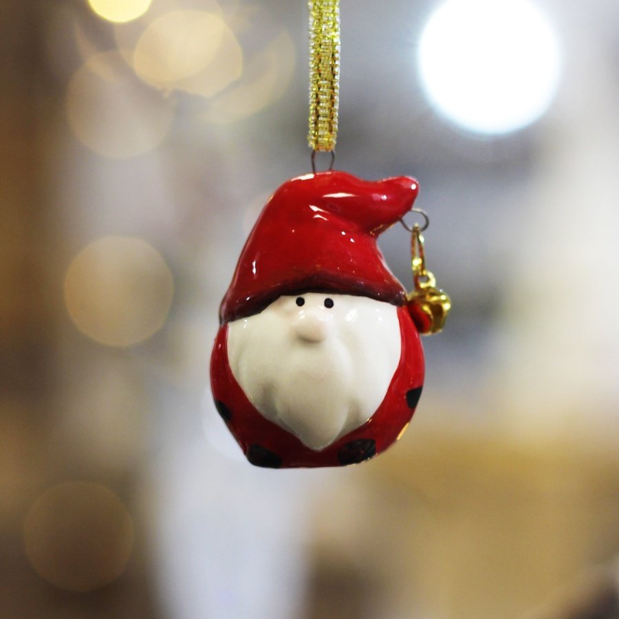 Red Festive Gonk with Bell, 4cm