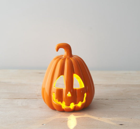 Carved Pumpkin Lantern, Orange 10cm