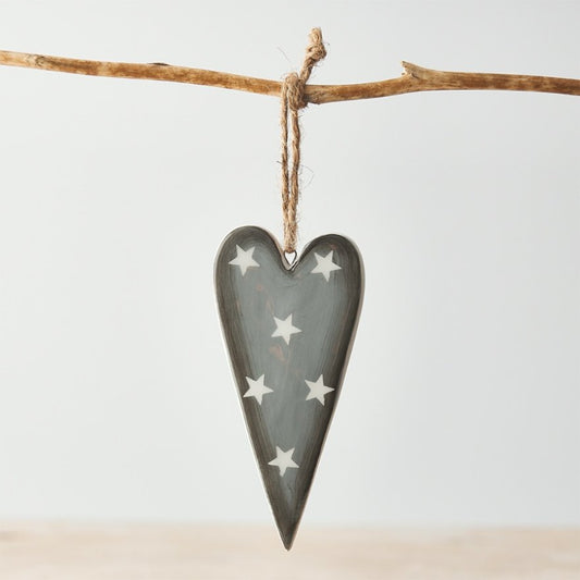 Hanging Grey Heart With Stars - Party Seasons