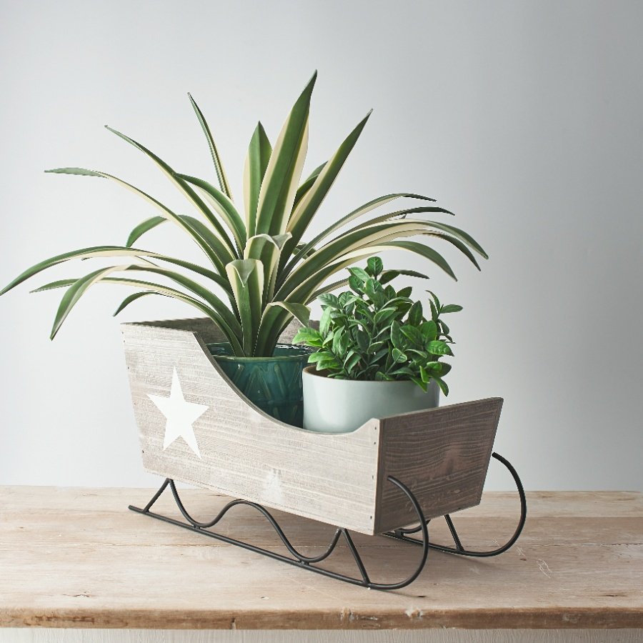 Large Grey Wooden Sleigh - Party Seasons