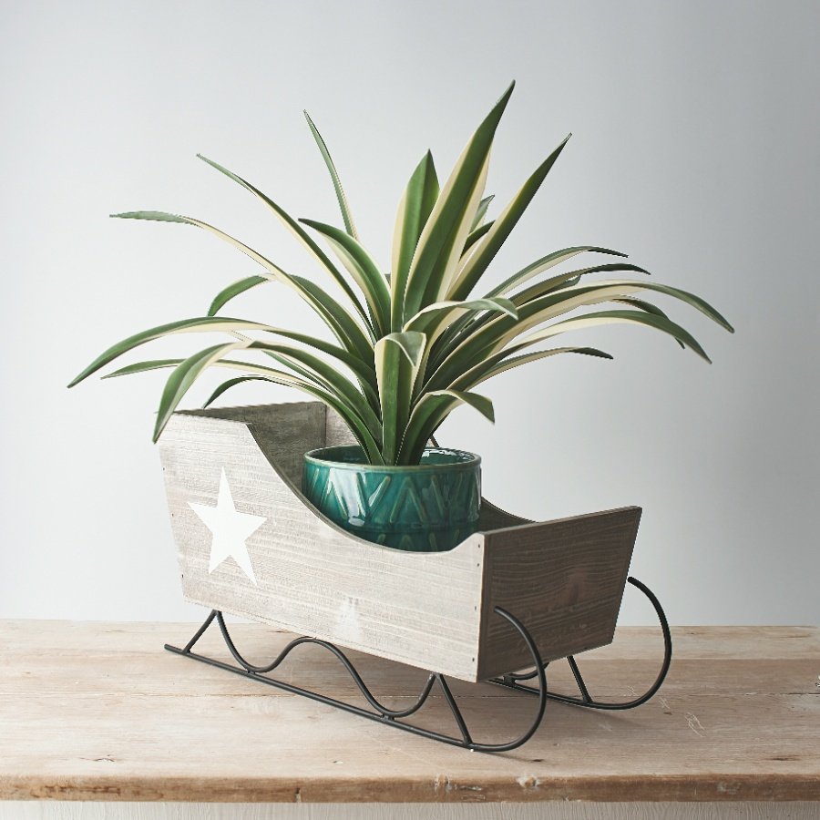 Large Grey Wooden Sleigh - Party Seasons