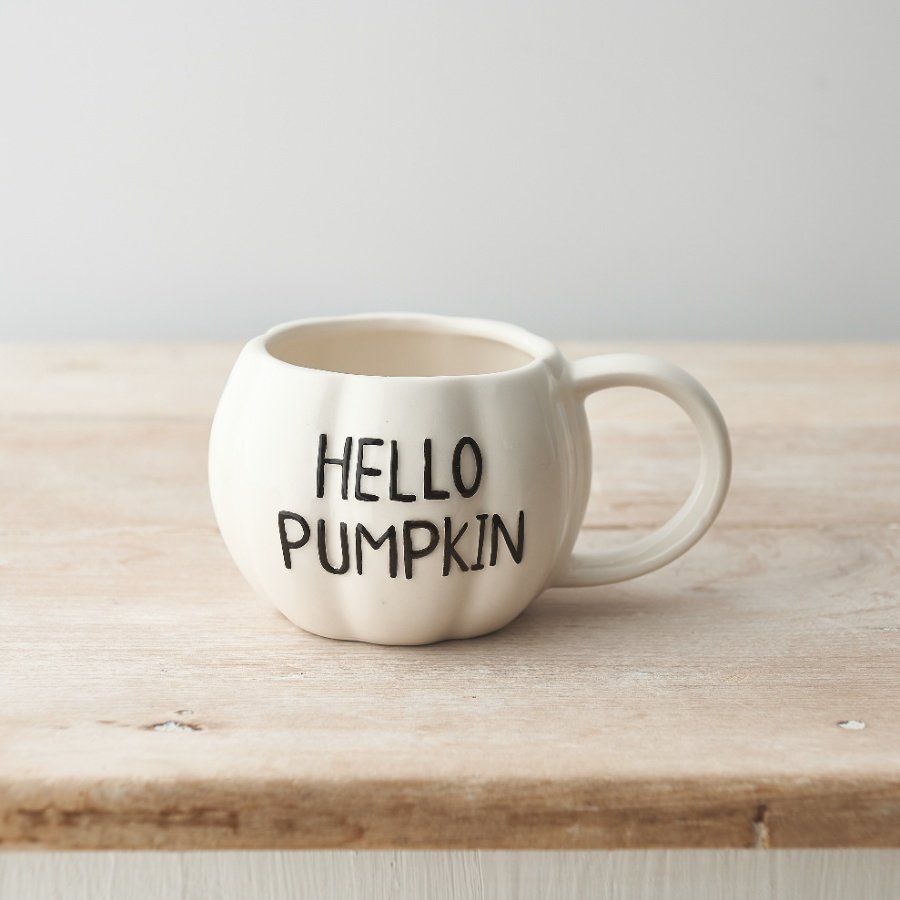 White Hello Pumpkin Mug - Party Seasons
